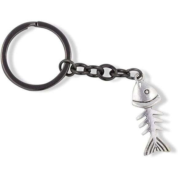 Dave The Bunny Accessories - Fish Bones Keychain | Fish Skeleton Charm Keychain